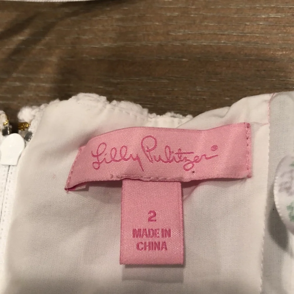 LILLY PULITZER Bowen Floral Strapless White Lace Dress NEW Size 2 - Picture 10 of 10